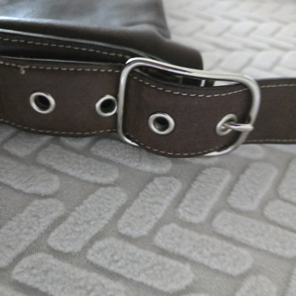 Coach Dark Brown Leather Bag with Silver Accents - Picture 6 of 10